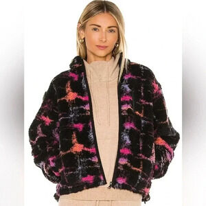 John Elliott X Revolve Polar Fleece Zip Up Jacket in Black & Highlighter